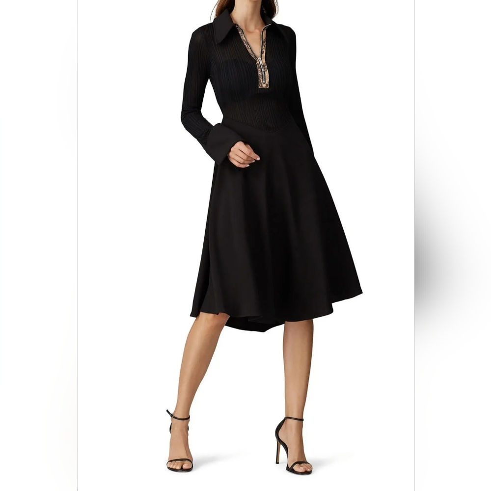 ELLERY Calabasas Zip Up Panel Long Sleeve Black Dress Size 14 - Picture 8 of 13